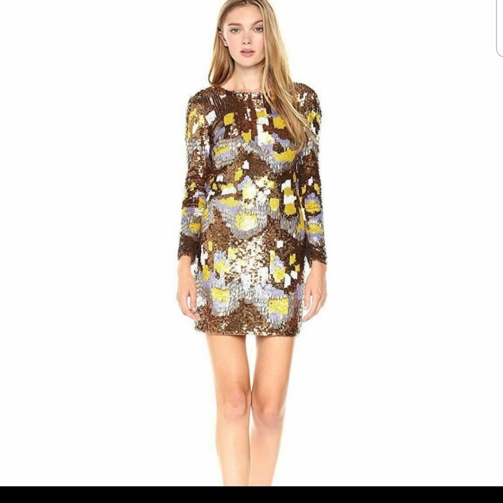 French Connection Zelda Sequins Dress MSRP $428